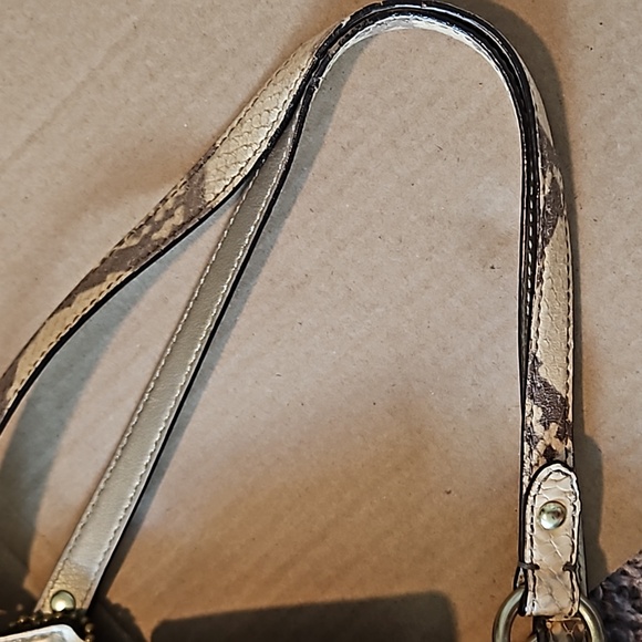 Coach Hampton raffia/straw snakeskin embossed purse - Picture 7 of 14